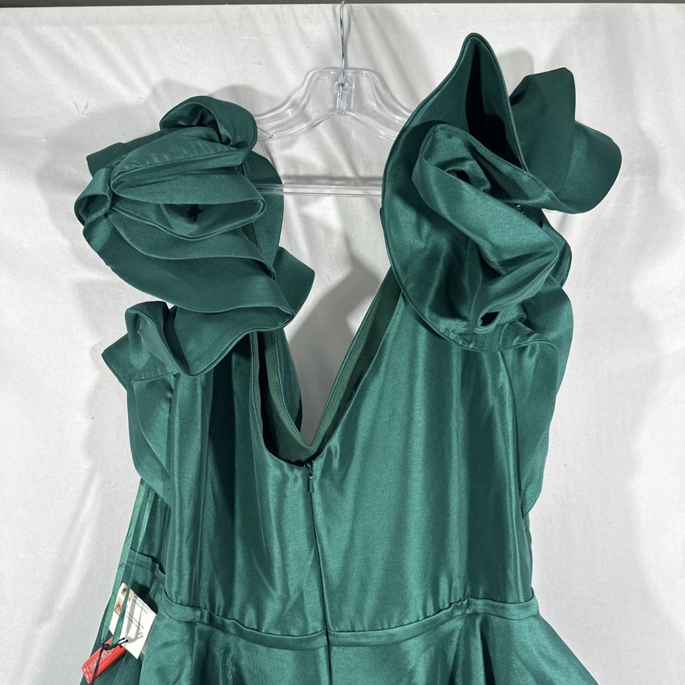 NWT MAC DUGGAL [ 16W ] 67751 Ruffle Sleeve Vneck Peplum Trumpet Gown Green J1694 - Picture 12 of 13